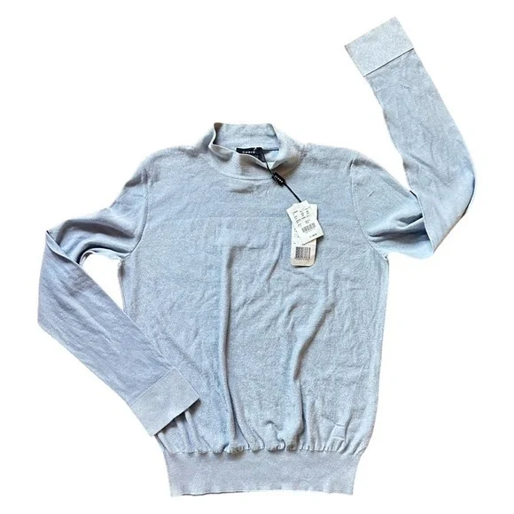 NWT Akris Silver Shimmer Silk Blend Lightweight Pullover - Picture 3 of 12